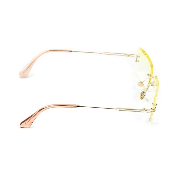 Canary Yellow Tint Retro Rimless Sunglasses - Picture 4 of 4